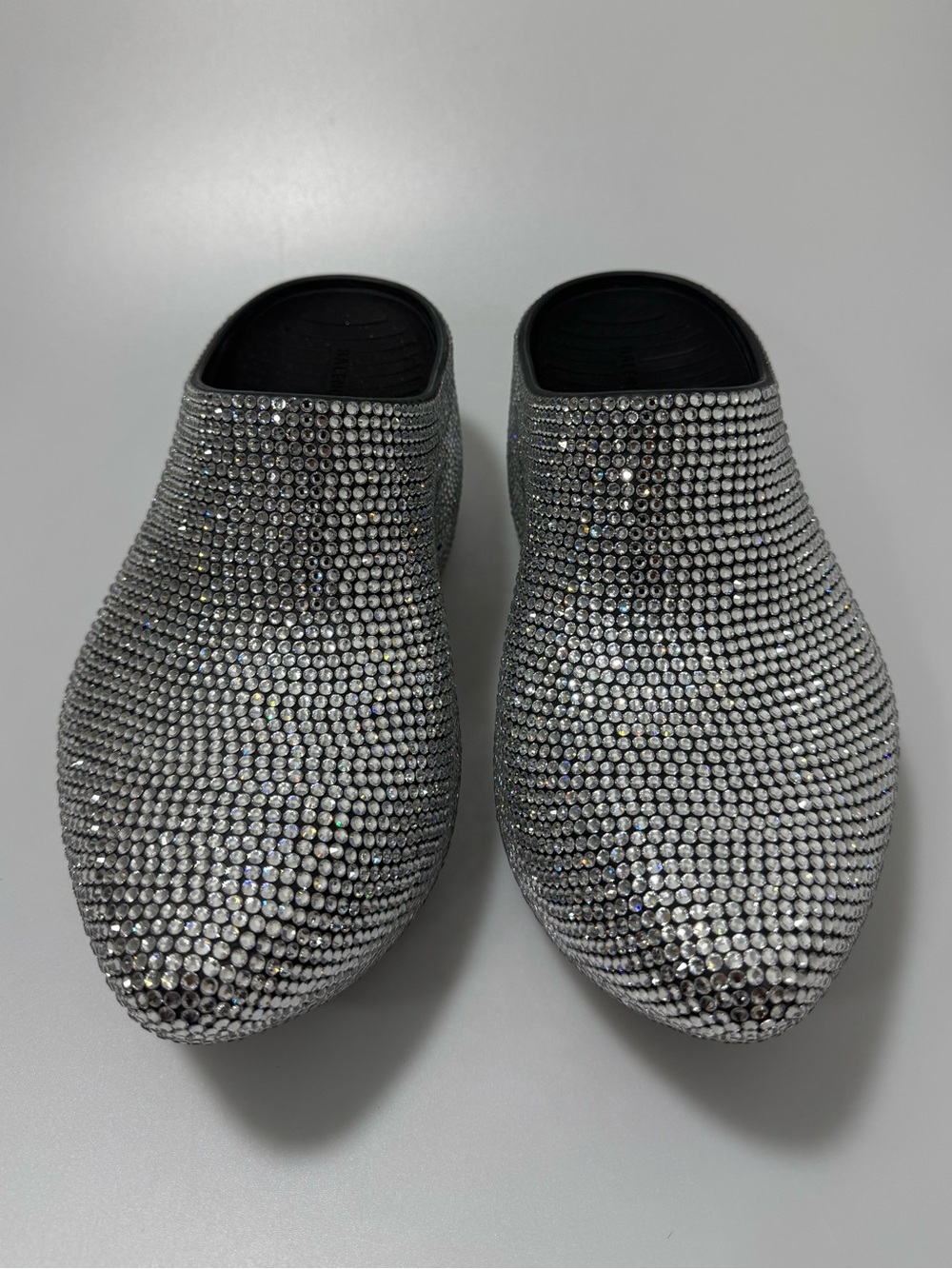 Balenciaga Technoclog Embellished Rubber Clogs Silver Women’s EU 39/US 9 - Picture 1 of 9